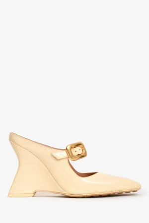 Bottega Veneta Beige Patent 'Comet' Mary Jane Heels Size 36