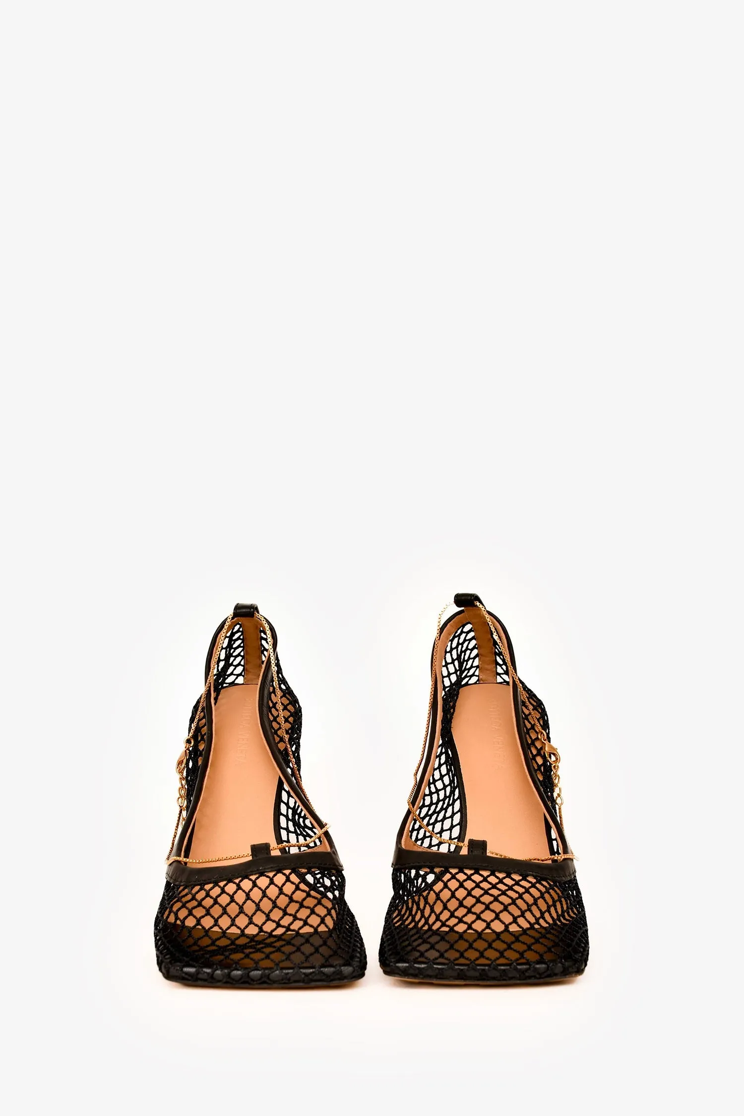 Bottega Veneta Black Mesh Square Toe Heels Size 37