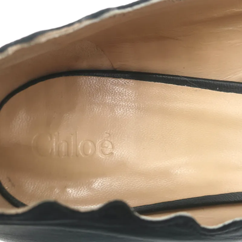 Chloe Lauren Scalloped Leather Pumps Black Size 40