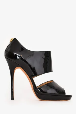 Jimmy Choo Black Patent Leather Peep Toe Heels Size 38